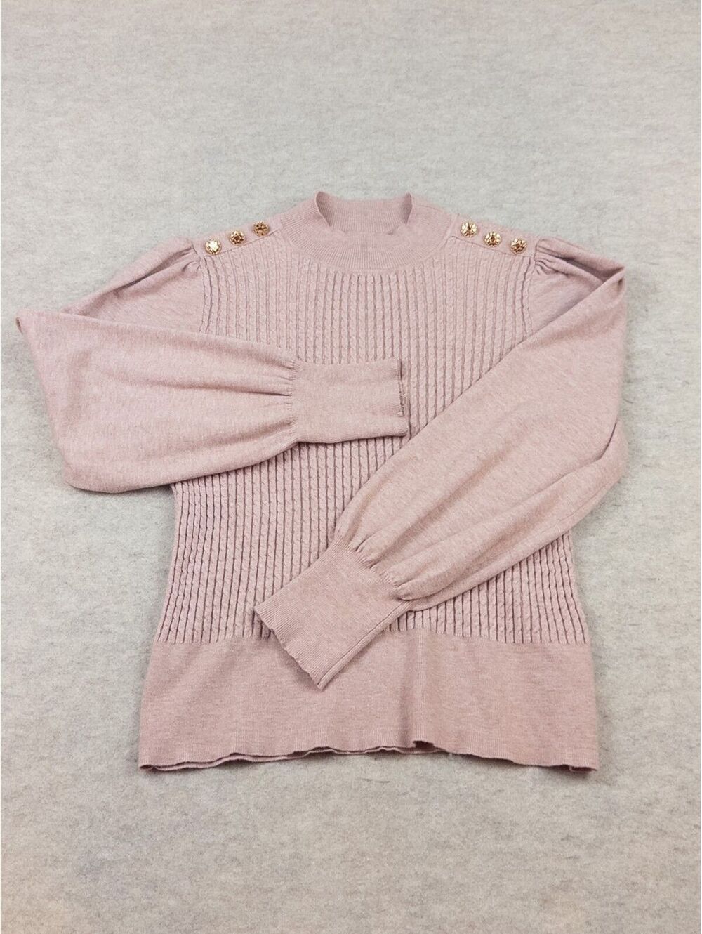 Adrianna Papell XL Pink Ribbed Knit Pullover Sweater with Button Detail